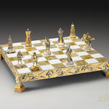 Ensemble d'échecs en bronze et or - SAMURAI - La bataille de Nagashino (1575)