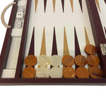 Backgammon Cuir véritable GM - Bordeaux - Renzo Romagnoli - Backgammon en cuir cadeau bel objet - Rouge et Noir