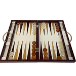 Backgammon Cuir véritable GM - Bordeaux - Renzo Romagnoli - Backgammon en cuir cadeau bel objet - Rouge et Noir