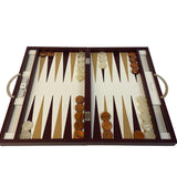 Backgammon Cuir véritable GM - Bordeaux - Renzo Romagnoli - Backgammon en cuir cadeau bel objet - Rouge et Noir