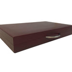 Backgammon Cuir véritable GM - Bordeaux - Renzo Romagnoli - Backgammon en cuir cadeau bel objet - Rouge et Noir