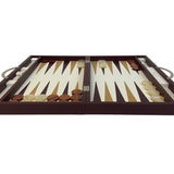 Backgammon Cuir véritable GM - Bordeaux - Renzo Romagnoli - Backgammon en cuir cadeau bel objet - Rouge et Noir
