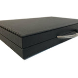 Backgammon Cuir véritable GM - Noir Ancien - Renzo Romagnoli - Backgammon en cuir cadeau bel objet - Rouge et Noir