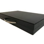 Backgammon Cuir véritable GM - Noir / Orange - Renzo Romagnoli - Backgammon en cuir cadeau bel objet - Rouge et Noir