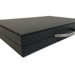 Backgammon Cuir véritable GM - Noir / Orange - Renzo Romagnoli - Backgammon en cuir cadeau bel objet - Rouge et Noir