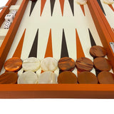 Backgammon Cuir véritable GM - Orange - Renzo Romagnoli - Backgammon en cuir - Rouge et Noir