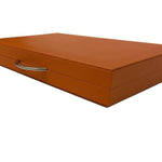 Backgammon en Cuir véritable MM - Orange - Renzo Romagnoli - Backgammon en cuir - Rouge et Noir
