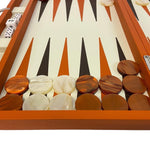 Backgammon en Cuir véritable MM - Orange - Renzo Romagnoli - Backgammon en cuir - Rouge et Noir