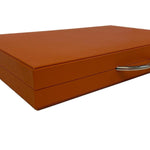 Backgammon en Cuir véritable MM - Orange - Renzo Romagnoli - Backgammon en cuir - Rouge et Noir