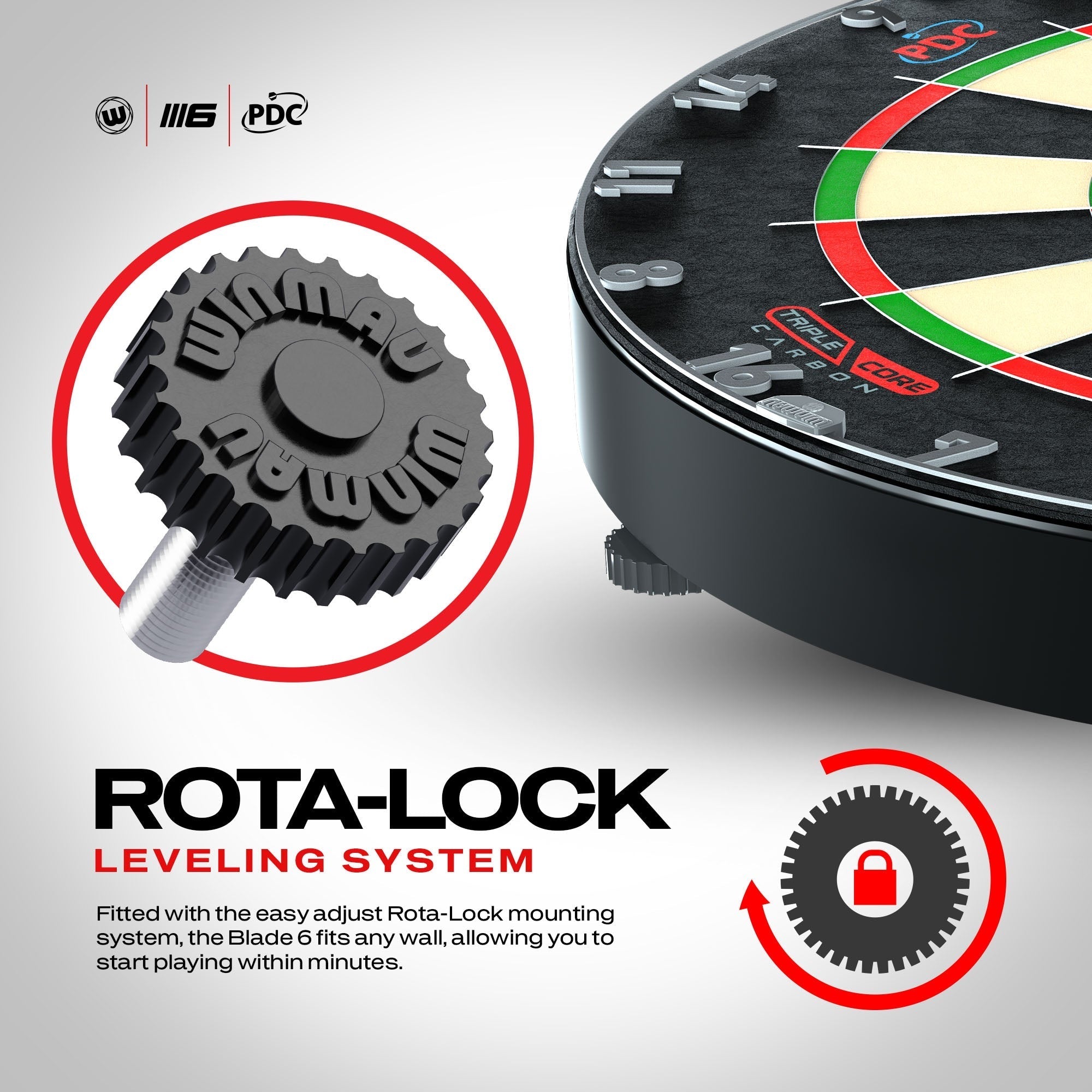 Cible fléchettes professionnelle - Winmau Blade 6 Triple Core - Officielle PDC - cible de fléchettes - Rouge et Noir