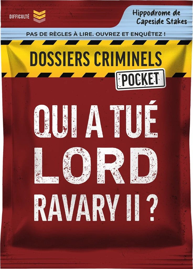 DOSSIERS CRIMINELS POCKET: Qui a tué Lord Ravary II ? - Jeu de plateau de stratégie coopératif - Rouge et Noir