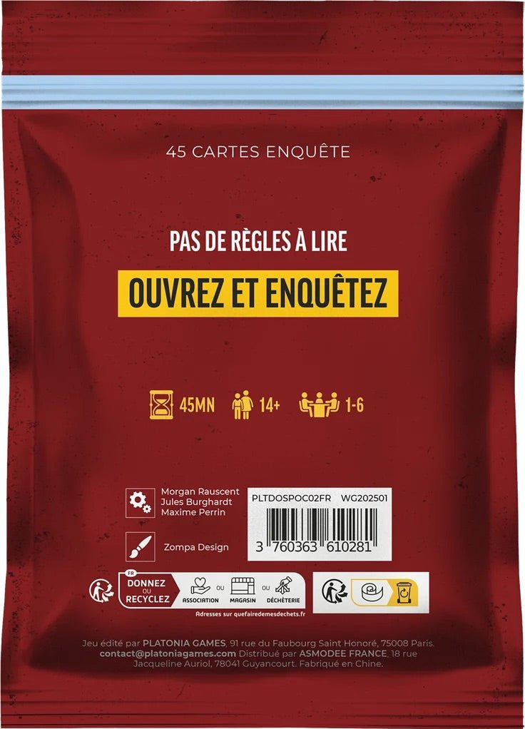 DOSSIERS CRIMINELS POCKET: Qui a tué Lord Ravary II ? - Jeu de plateau de stratégie coopératif - Rouge et Noir