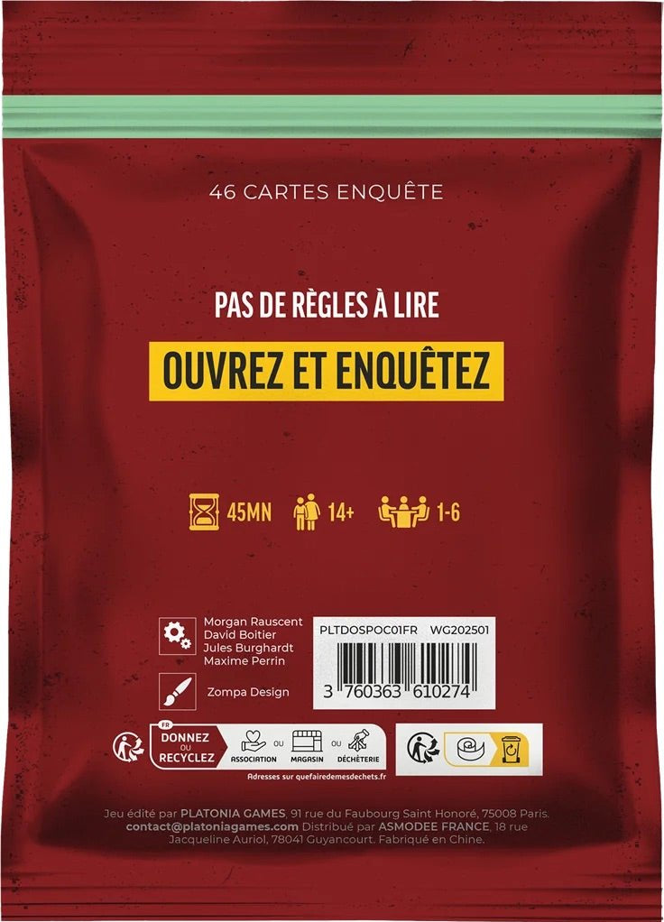 DOSSIERS CRIMINELS POCKET: Qui a tué Meredith Carter ? - Jeu de plateau de stratégie coopératif - Rouge et Noir