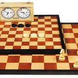 Echiquier / Damier marqueterie et bords bois - 40 / 50 mm - jeu d'échecs en bois échiquier jeu traditionnel jeu de dames - Rouge et Noir