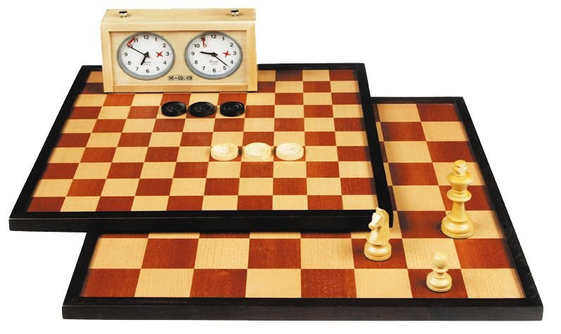 Echiquier / Damier marqueterie et bords bois - 40 / 50 mm - jeu d'échecs en bois échiquier jeu traditionnel jeu de dames - Rouge et Noir