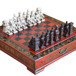 Ensemble jeu d'échecs / Coffret chinois - ensemble échecs décoratif - Rouge et Noir