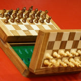 Ensemble jeu d'échecs en acacia - Coffre à volet - Magnétique - Coffre d'échecs et jeu d'échecs de voyage cadeau -12a - Rouge et Noir