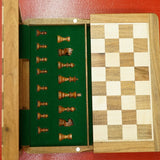Ensemble jeu d'échecs en acacia - Coffre à volet - Magnétique - Coffre d'échecs et jeu d'échecs de voyage cadeau -12a - Rouge et Noir