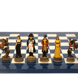 Ensemble Napoléon - Bataille de Waterloo - Laqué bleu - ensemble échecs décoratif - Rouge et Noir