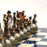Ensemble Napoléon - Bataille de Waterloo - Laqué bleu - ensemble échecs décoratif - Rouge et Noir
