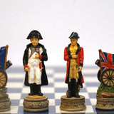 Ensemble Napoléon - Bataille de Waterloo - Laqué bleu - ensemble échecs décoratif - Rouge et Noir