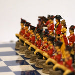 Ensemble Napoléon - Bataille de Waterloo - Laqué bleu - ensemble échecs décoratif - Rouge et Noir
