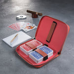 Etui de bridge en cuir pleine fleur - Corail - jeu de cartes coffret bridge à jouer coffret de cartes luxe - Rouge et Noir