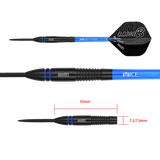Fléchettes 80% Nickel Tungstène - Raise B - Bleu - Fléchettes acier - Rouge et Noir