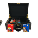 Mallette de 500 jetons - Bois laqué Noir - Sunshine - 14,5 gr - mallette de poker aluminium coffret de poker de luxe cadeau bel objet - Rouge et Noir