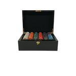 Mallette de 500 jetons - Bois laqué Noir - Sunshine - 14,5 gr - mallette de poker aluminium coffret de poker de luxe cadeau bel objet - Rouge et Noir