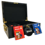 Mallette de 500 jetons - Bois laqué Noir - Sunshine - 14,5 gr - mallette de poker aluminium coffret de poker de luxe cadeau bel objet - Rouge et Noir