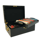 Mallette de 500 jetons - Bois laqué Noir - Sunshine - 14,5 gr - mallette de poker aluminium coffret de poker de luxe cadeau bel objet - Rouge et Noir
