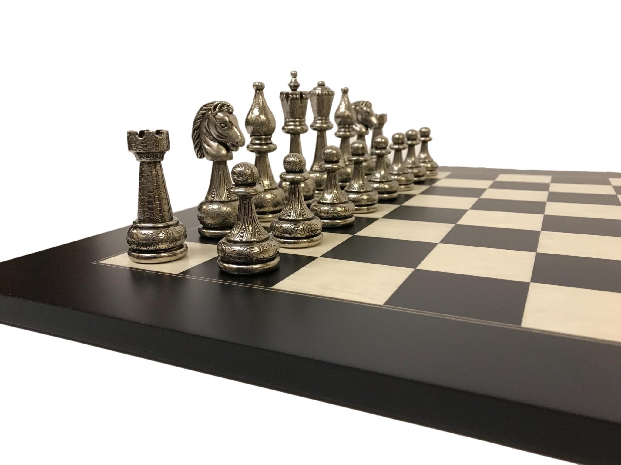 Pièces d'échecs en métal - Flowered - Fait à la main - jeu d'échecs pièces d'échecs classiques et décoratives - Rouge et Noir