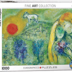 Puzzle Eurographics - 1000 p - Les amoureux de Vence - Chagall - Puzzle en carton - Rouge et Noir