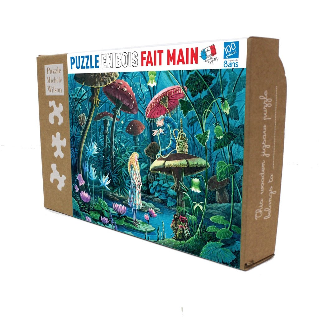 Puzzle MW - 100 p - Alice au pays des merveilles - Puzzle en bois Michèle Wilson enfant solitaire - Rouge et Noir