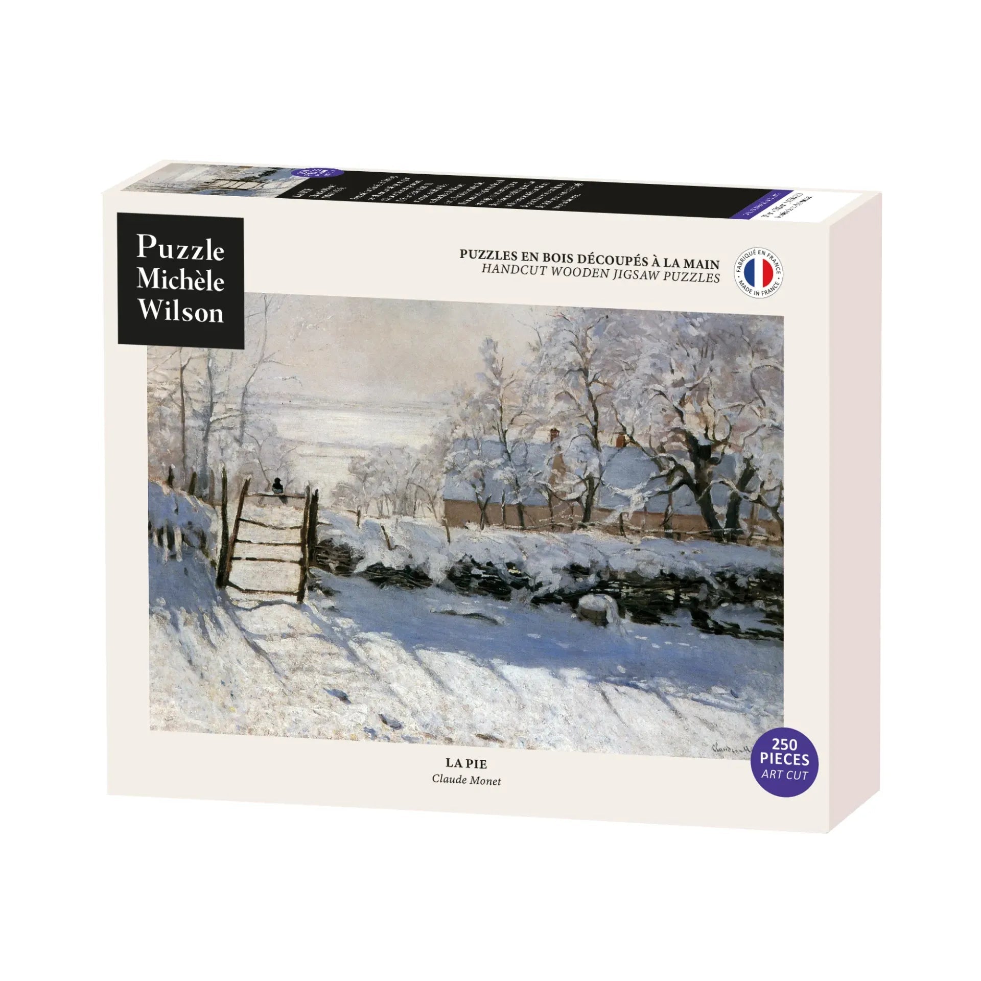 Puzzle MW - 250 p - La pie - Claude Monet - Puzzle en bois Michèle Wilson - Rouge et Noir
