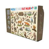 Puzzle MW - 50 p - Les animaux des forêts - Puzzle en bois Michèle Wilson enfant solitaire - Rouge et Noir