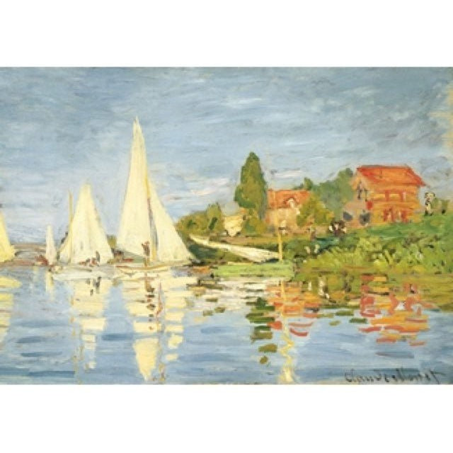 Puzzle MW - 50 p - Régates à Argenteuil - Monet - Puzzle en bois Michèle Wilson enfant - Rouge et Noir