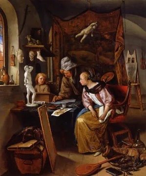 Puzzle MW - 500 p - La leçon de dessin - Jan Steen - Puzzle en bois Michèle Wilson - Rouge et Noir