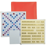 Scrabble Duplicate ou de Voyage en Cuir Vegan - Magnétique - Corail - Jeux de Lettres et de Chiffres cadeau bel objet - Rouge et Noir