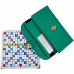 Scrabble Duplicate ou de Voyage en Cuir Vegan - Magnétique - Pliant - Emeraude - Jeux de Lettres et de Chiffres cadeau bel objet - Rouge et Noir