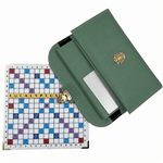Scrabble Duplicate ou de Voyage en Cuir Vegan - Magnétique - Pliant - Eucalyptus - Jeux de Lettres et de Chiffres cadeau bel objet - Rouge et Noir