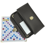 Scrabble Duplicate ou de Voyage en Cuir Vegan - Magnétique - Pliant - Marron - Jeux de Lettres et de Chiffres cadeau bel objet - Rouge et Noir