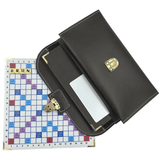 Scrabble Duplicate ou de Voyage en Cuir Vegan - Magnétique - Pliant - Marron - Jeux de Lettres et de Chiffres cadeau bel objet - Rouge et Noir