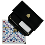 Scrabble Duplicate ou de Voyage en Cuir Vegan - Magnétique - Pliant - Noir - Jeux de Lettres et de Chiffres cadeau bel objet - Rouge et Noir