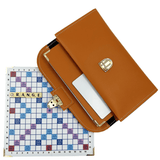 Scrabble Duplicate ou de Voyage en Cuir Vegan - Magnétique - Pliant - Orange - Jeux de Lettres et de Chiffres cadeau bel objet - Rouge et Noir